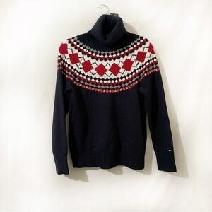 Tommy Hilfiger Womens Pattern Turtle Neck Pullover Sweater